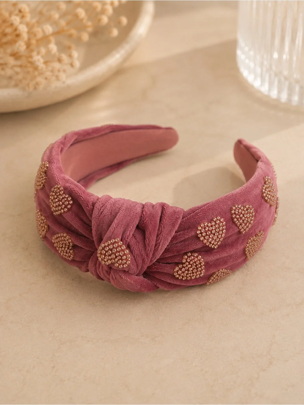 Pink Heart Knotted Headband